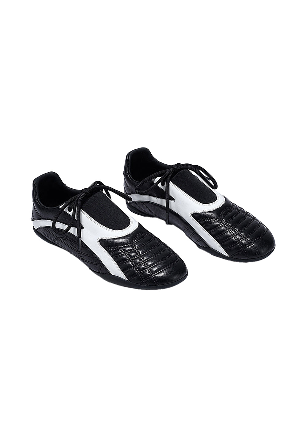 Black Quilted-Panel Flat-Sole Sneakers - View 6