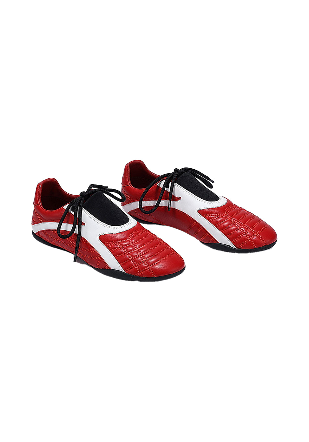 Red Quilted-Panel Flat-Sole Sneakers - View 7