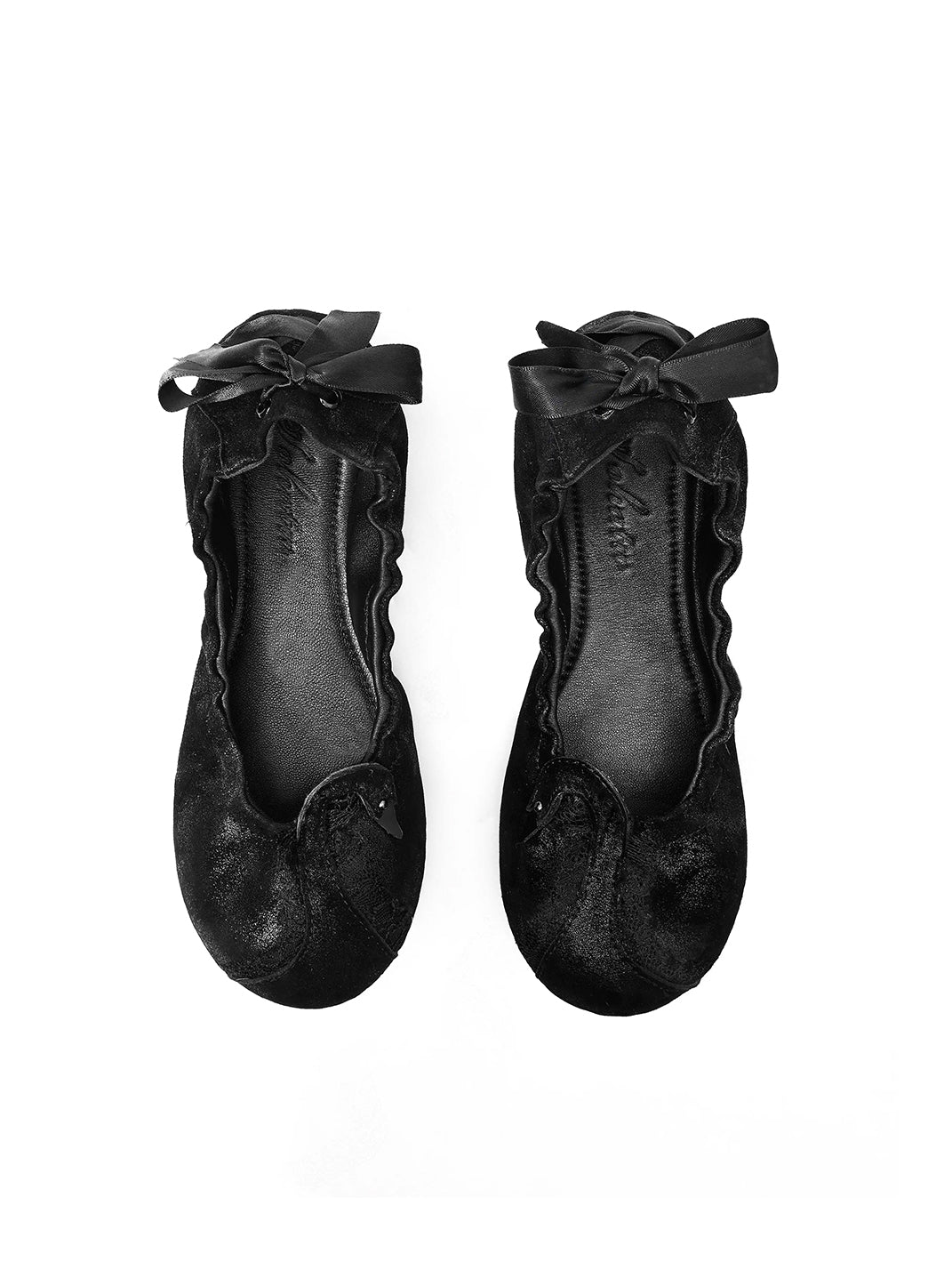 Swan-Lace Textured Lambskin Bow Ballet Flats - view 6