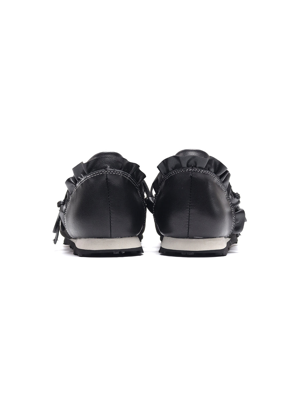 Black Bow-Tie Leather Ballet Flats - View 8