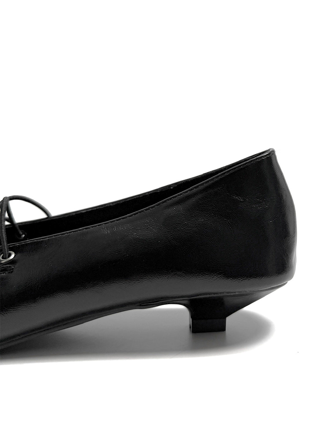 Black Corset-Lace Pointed Ballet Flats - View 10