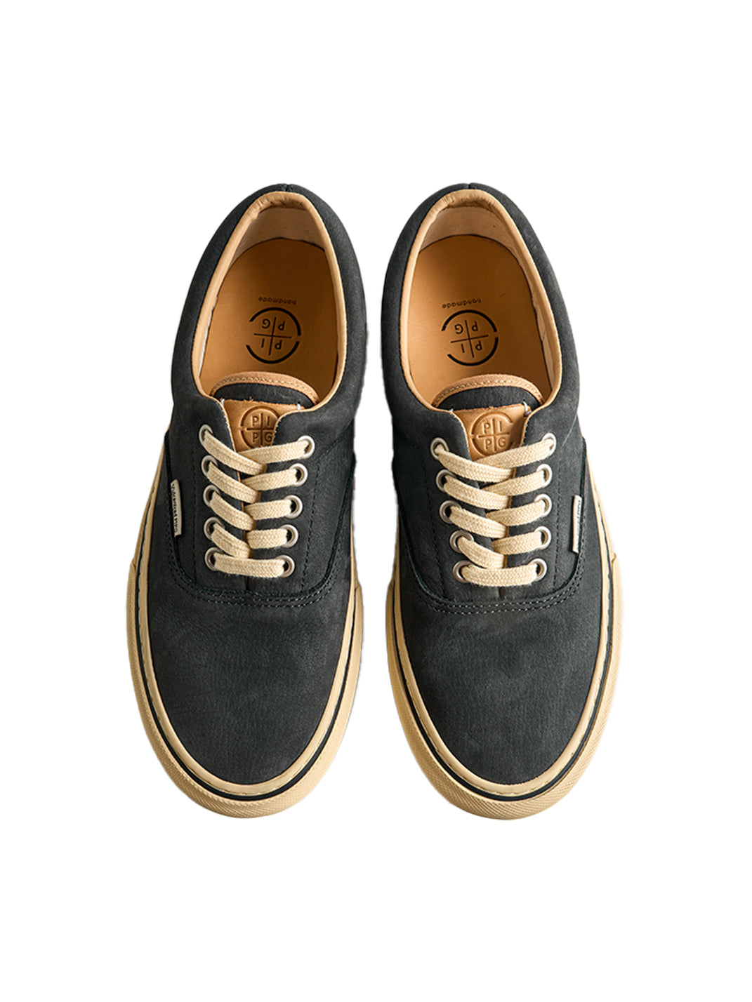 Black Distressed Leather Canvas Low-Top Sneakers - View 7