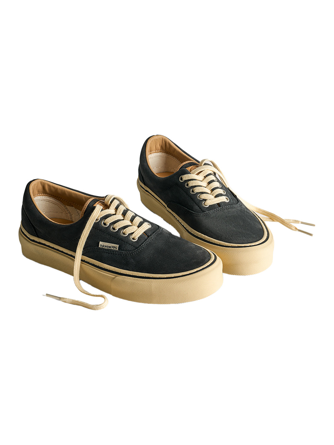 Black Distressed Leather Canvas Low-Top Sneakers - View 8