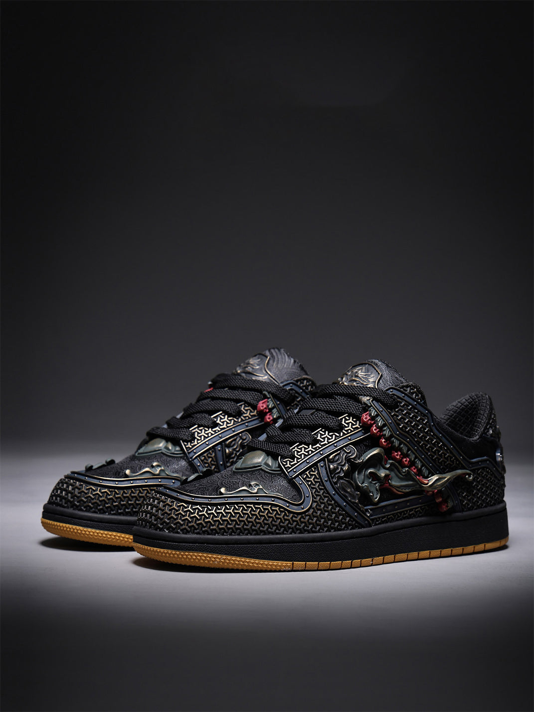 Black Dragon Embroidered Low-Top Sneakers - View 6