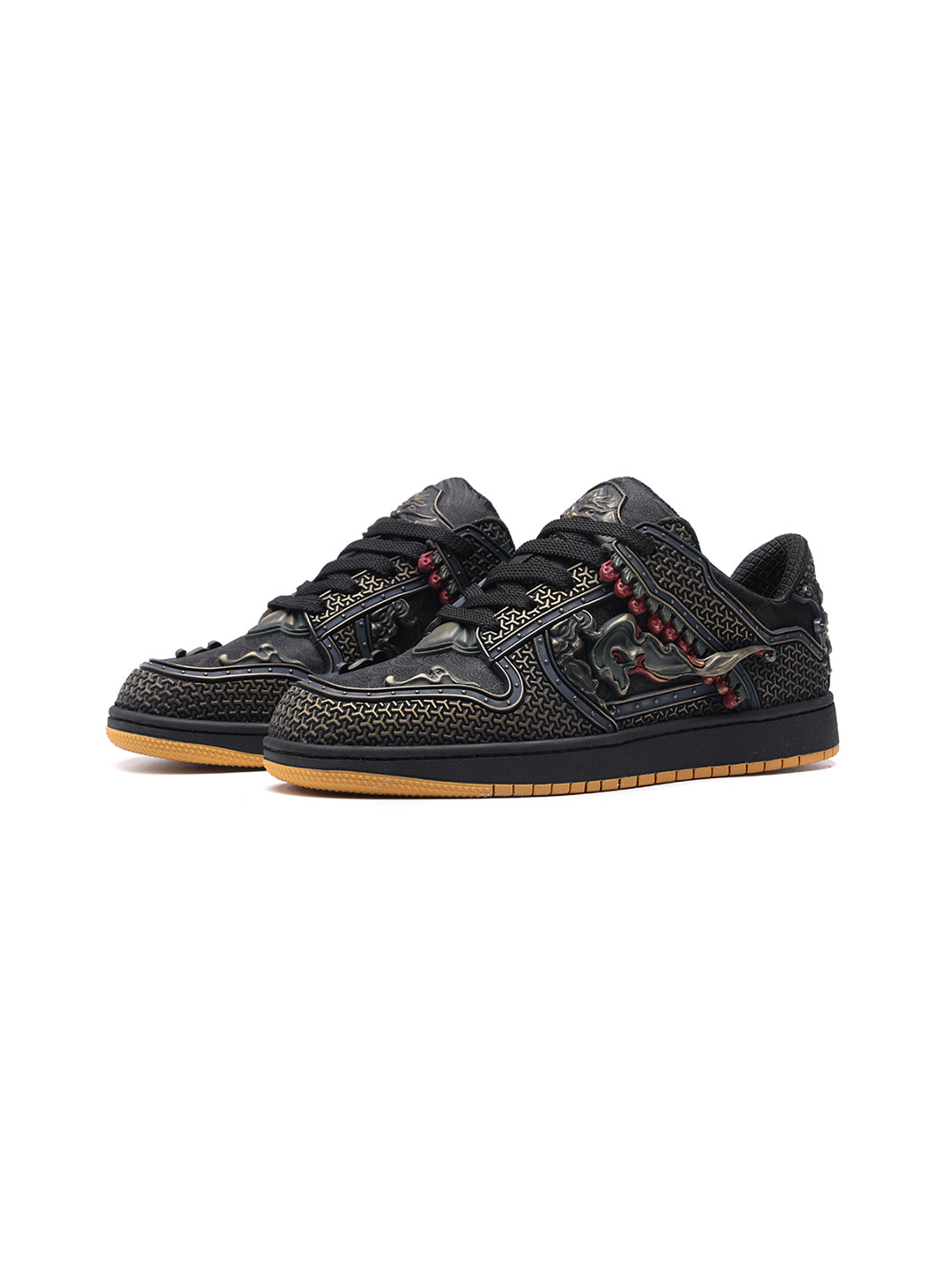 Black Dragon Embroidered Low-Top Sneakers - View 17