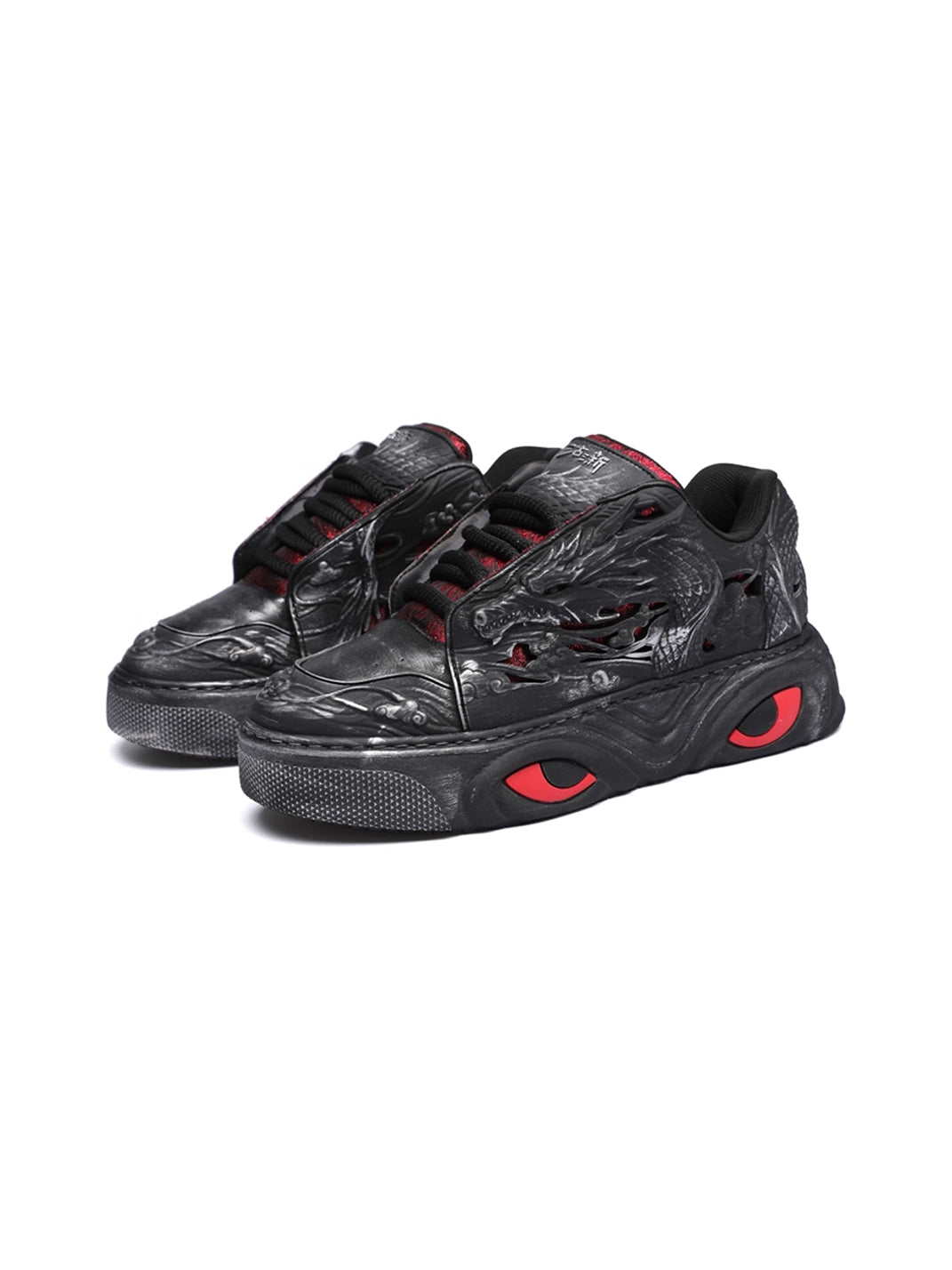 Black Dragon Relief Chunky Platform Sneakers - View 10