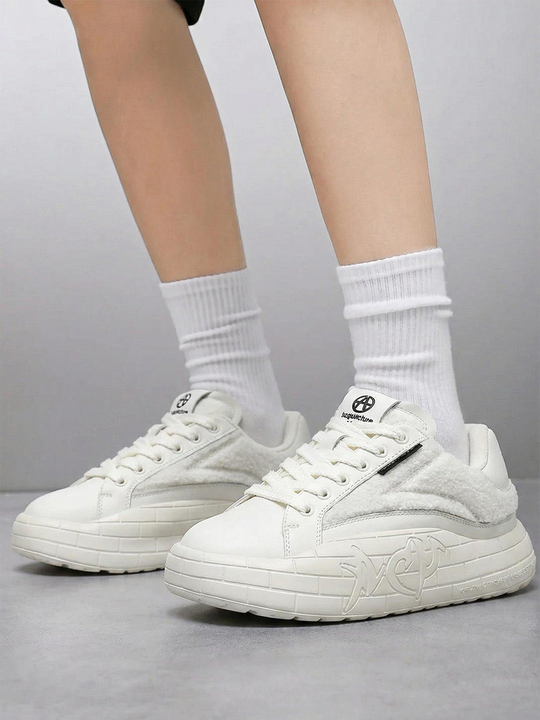 Black Fleece-Panel Platform Sneakers - View 15