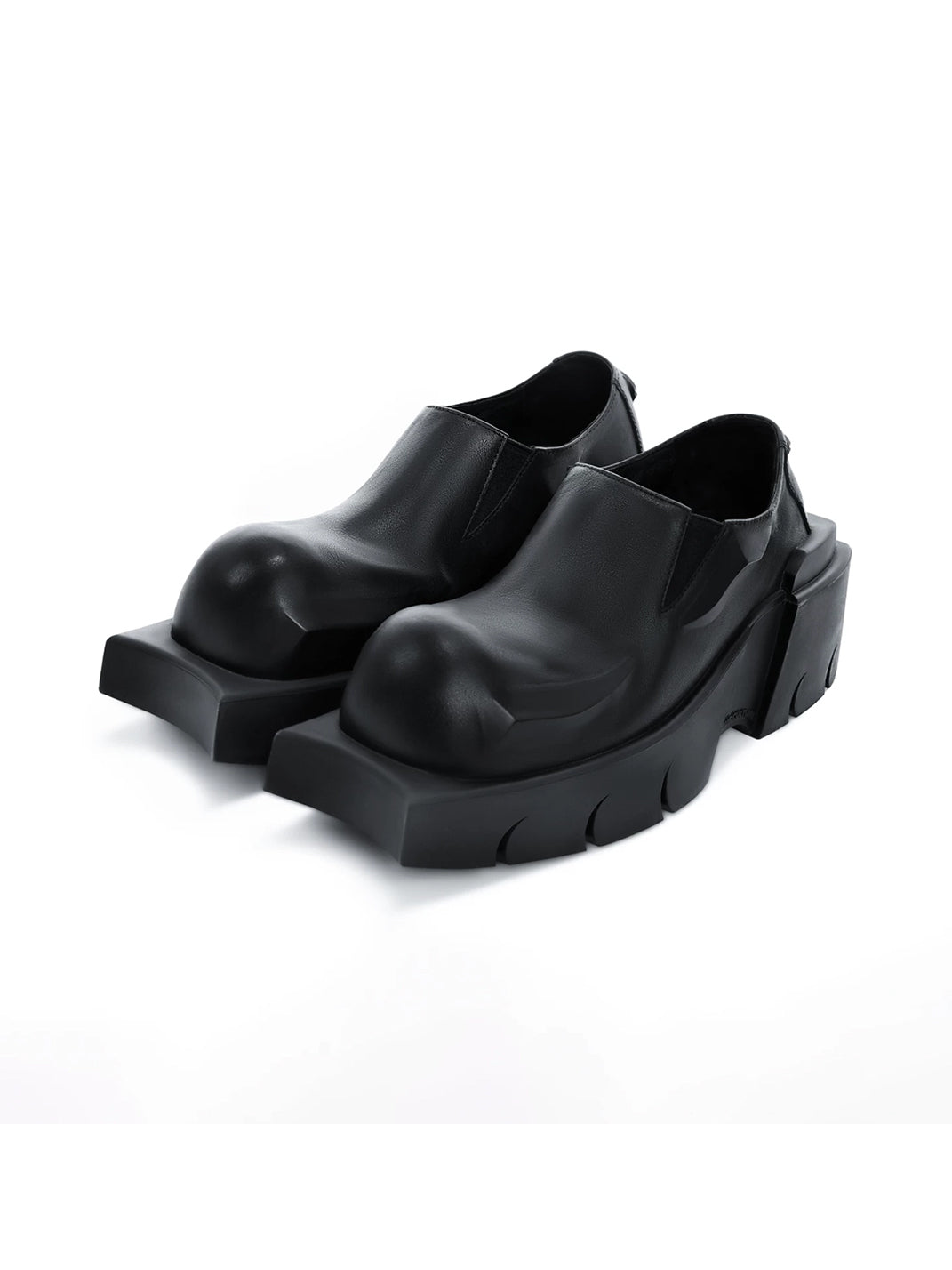 Black Horn-Detail Leather Platform Derby Shoes - View 5
