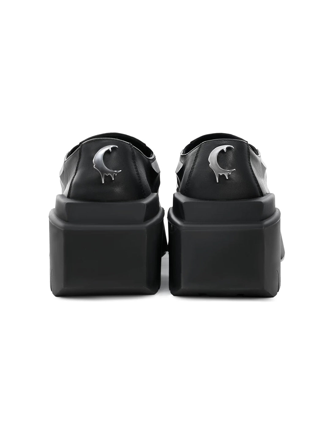 Black Horn-Detail Leather Platform Derby Shoes - View 9