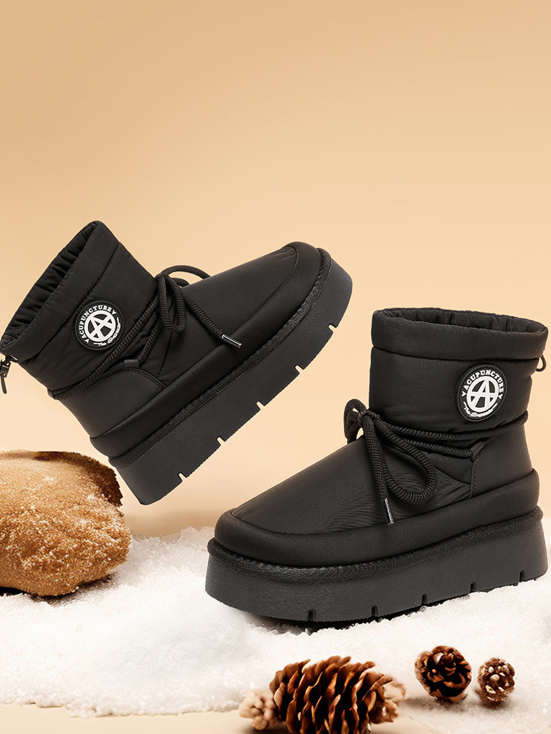 Black Padded Platform Ski Boots - View 5