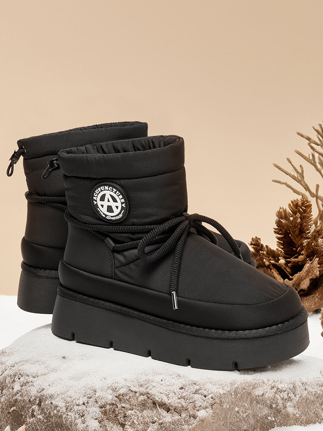 Black Padded Platform Ski Boots - View 6