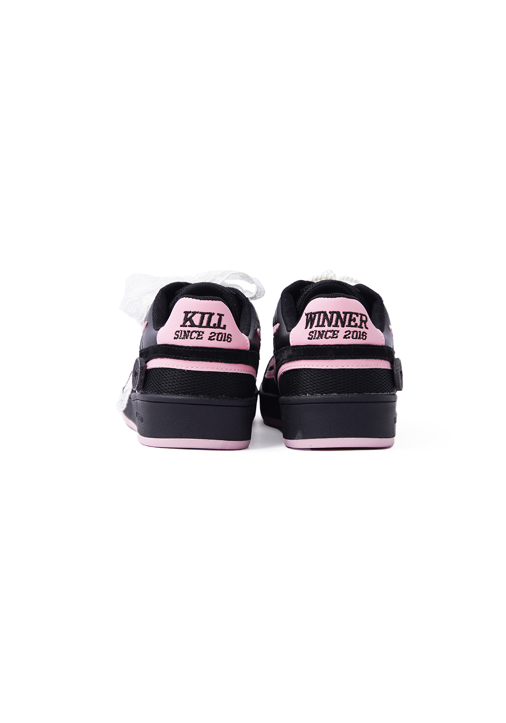 Black Pink Bow-Applique Trainer Sneakers - View 8