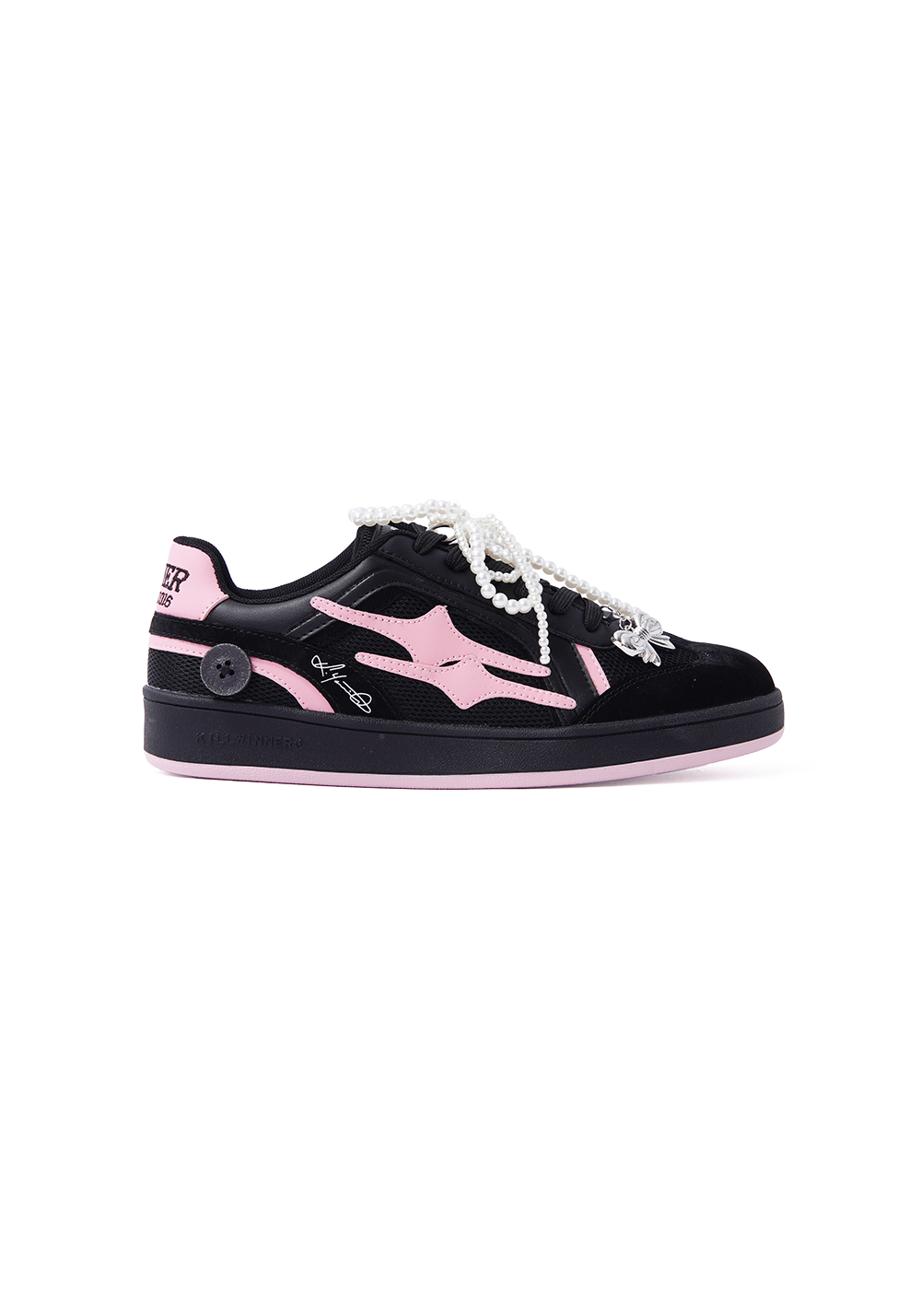 Black Pink Bow-Applique Trainer Sneakers - View 9