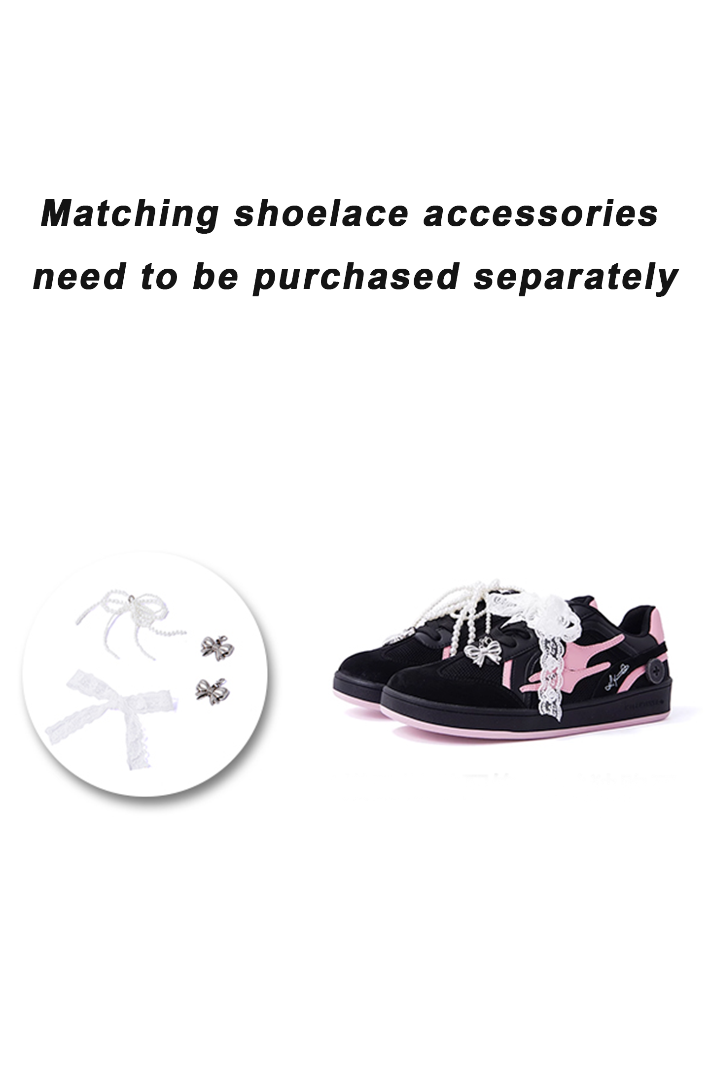 Black Pink Bow-Applique Trainer Sneakers - View 11