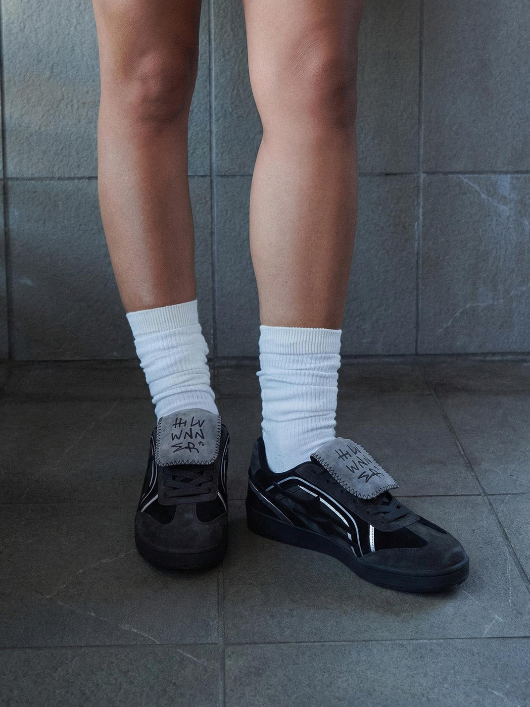 Black Reflective Retro Trainer Sneakers - View 4