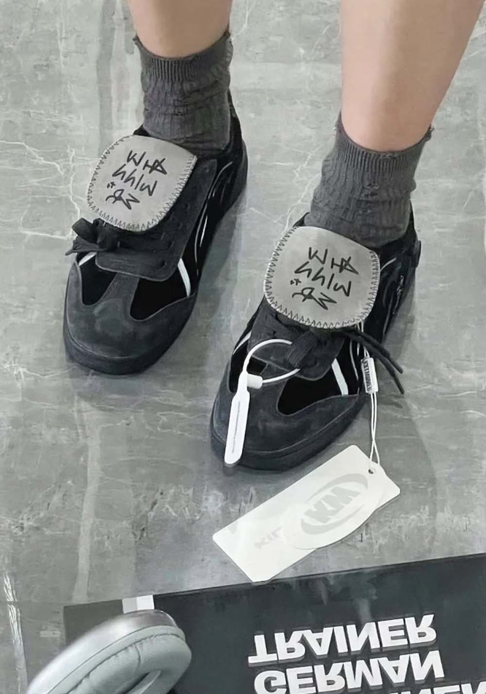 Black Reflective Retro Trainer Sneakers - View 5