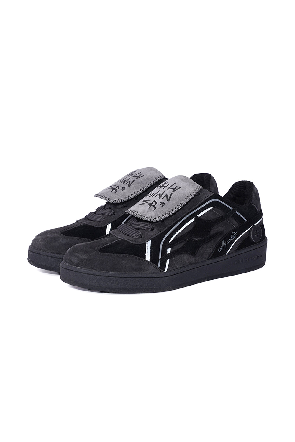 Black Reflective Retro Trainer Sneakers - View 6
