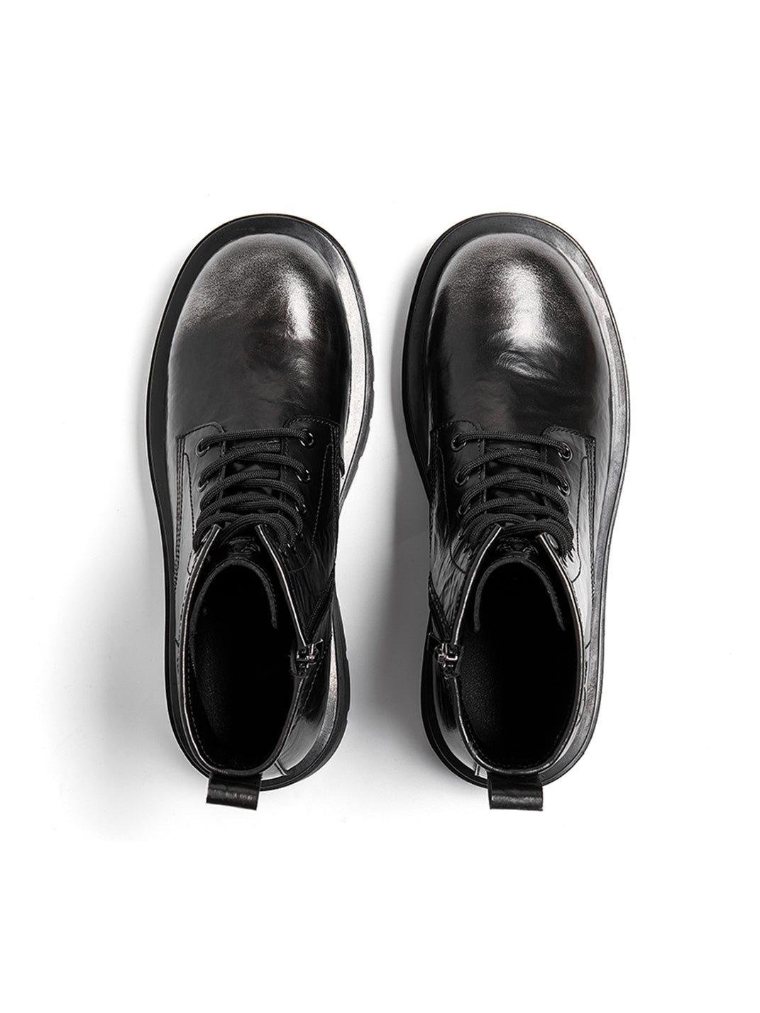 Black Side-Zip Lace-Up Combat Boots - View 11