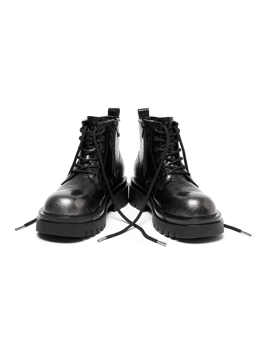 Black Side-Zip Lace-Up Combat Boots - View 12