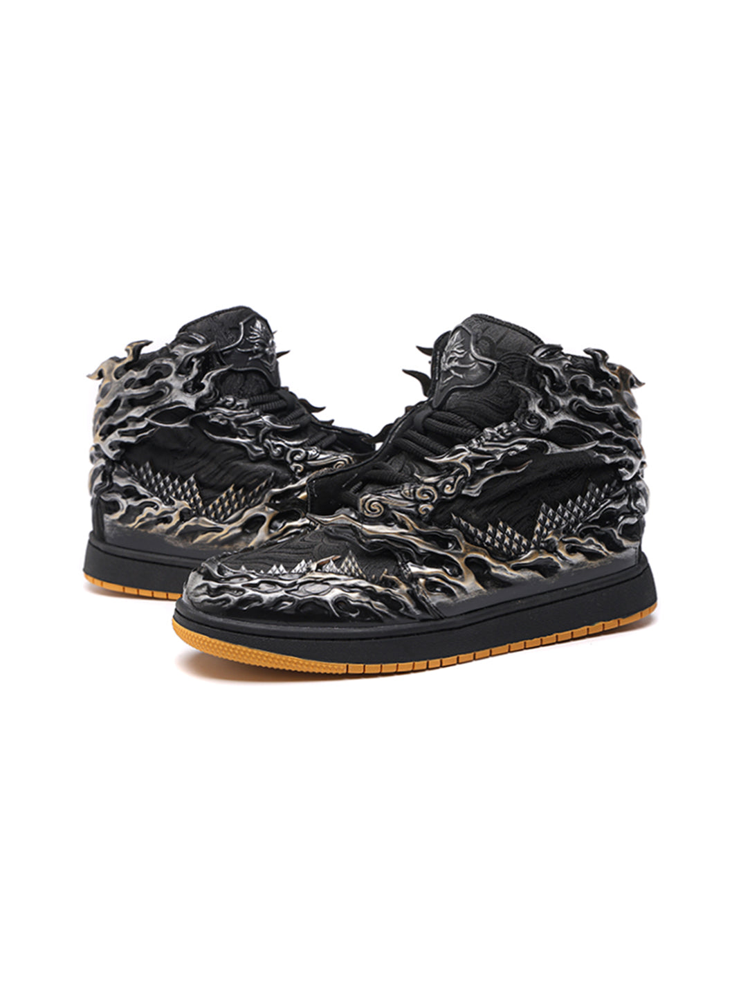 Black Silver Wukong Cloud Relief High-Top Sneakers - View 12