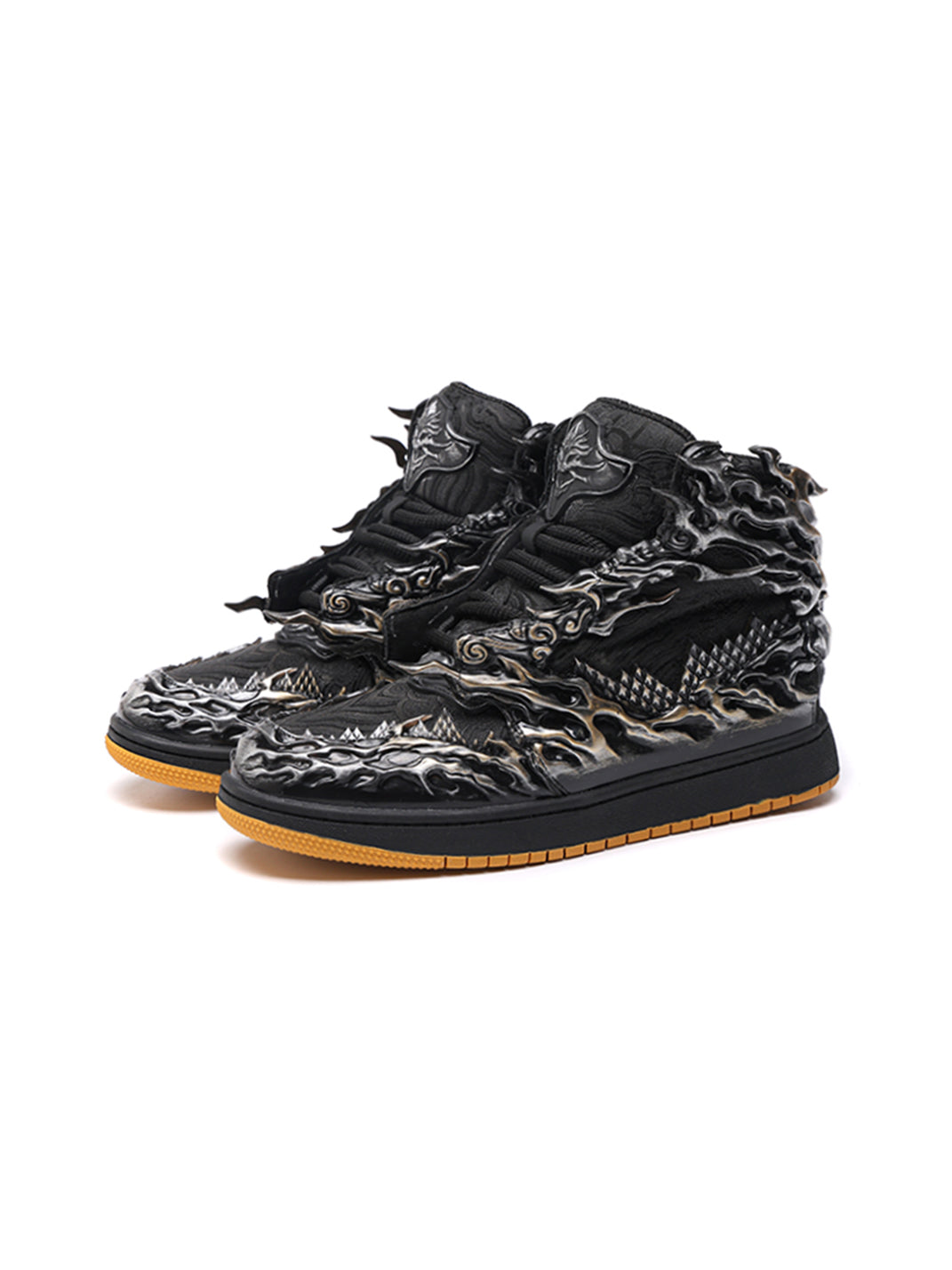 Black Silver Wukong Cloud Relief High-Top Sneakers - View 13