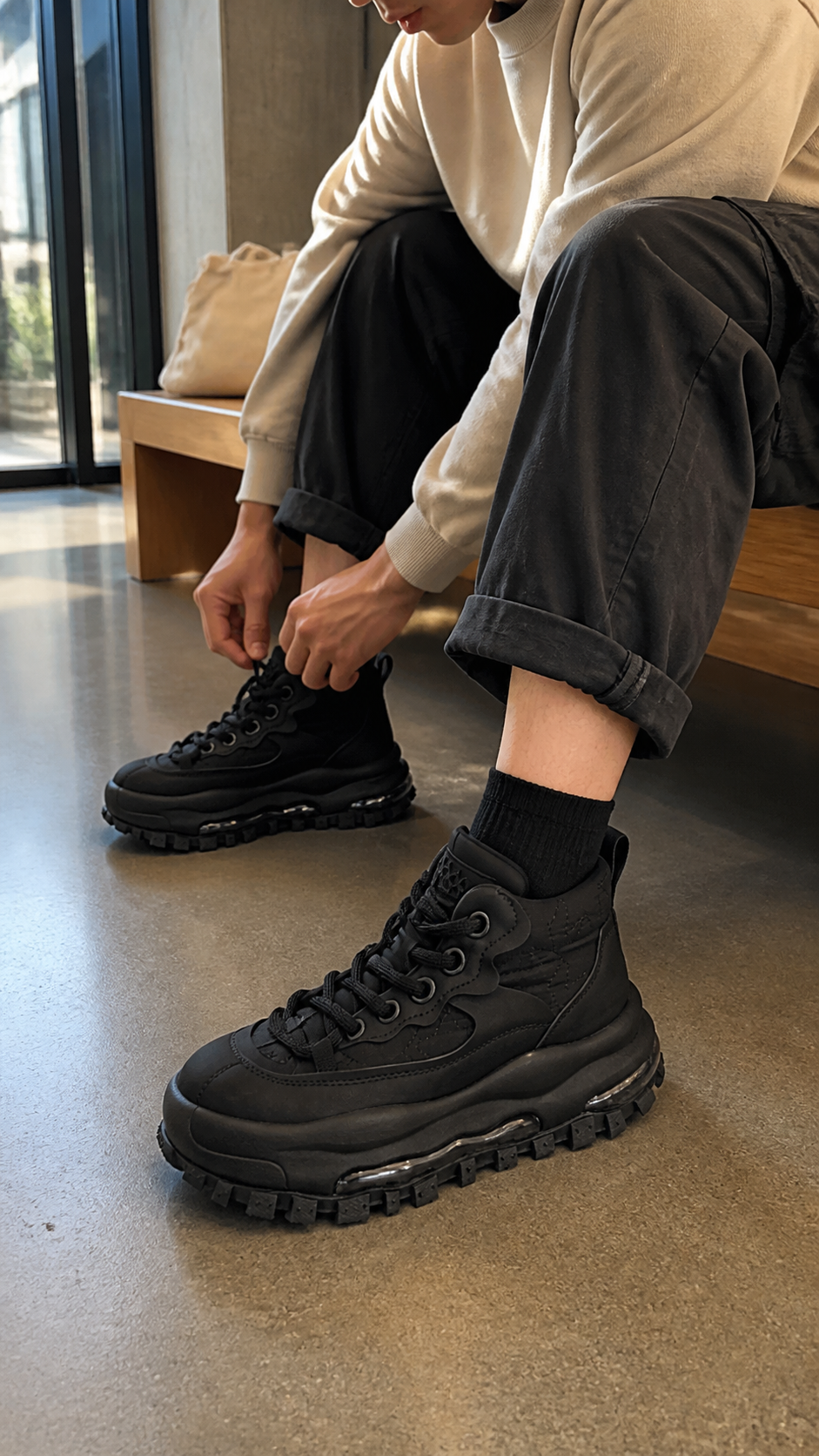 Black Trail Platform Outdoor Sneakers natural UGC showcase 1