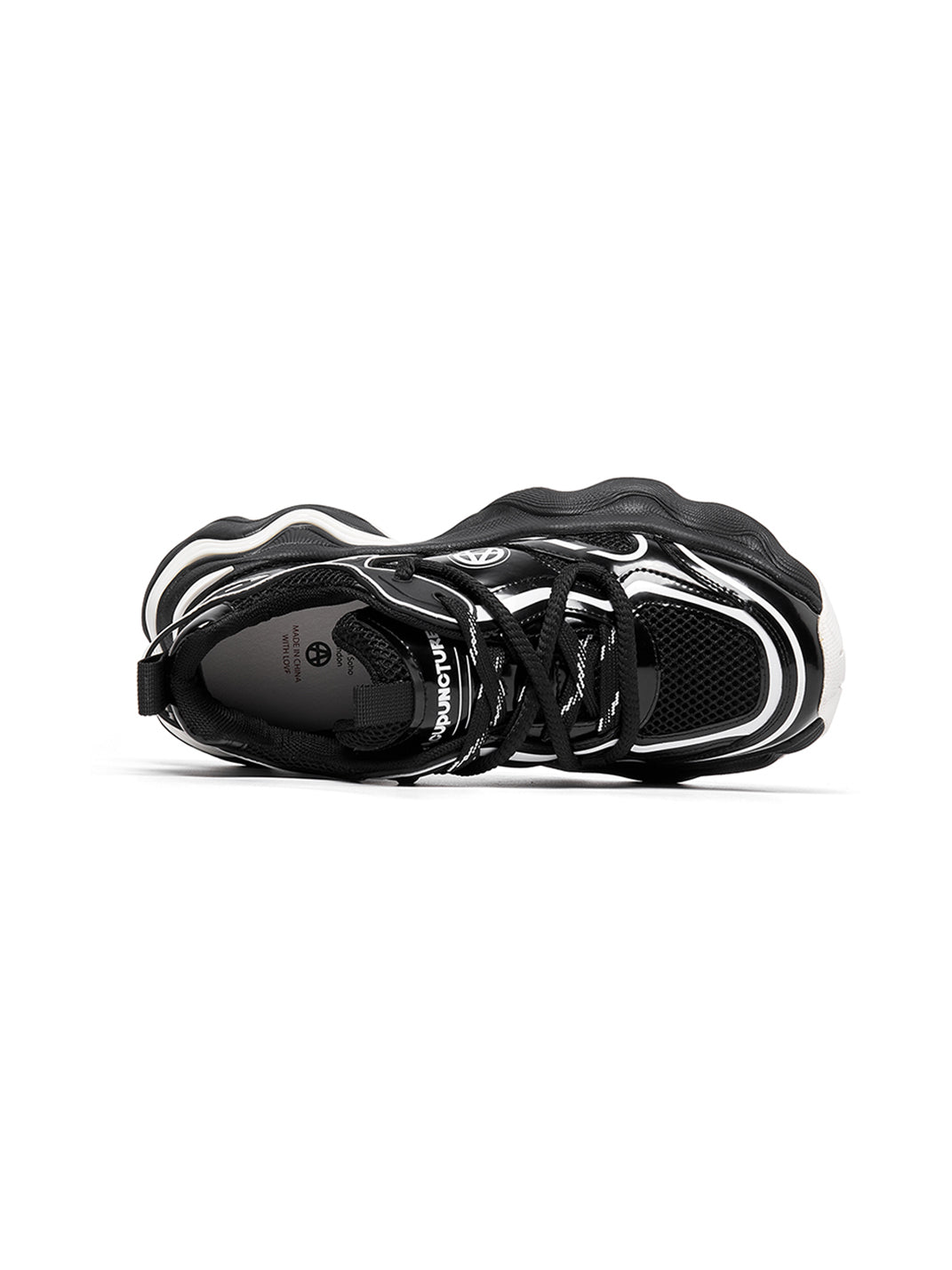 Black Wave-Sole Chunky Dad Sneakers - View 14