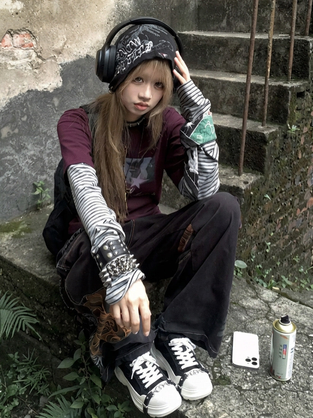 Black White Buckle Platform Canvas Sneakers - View 3