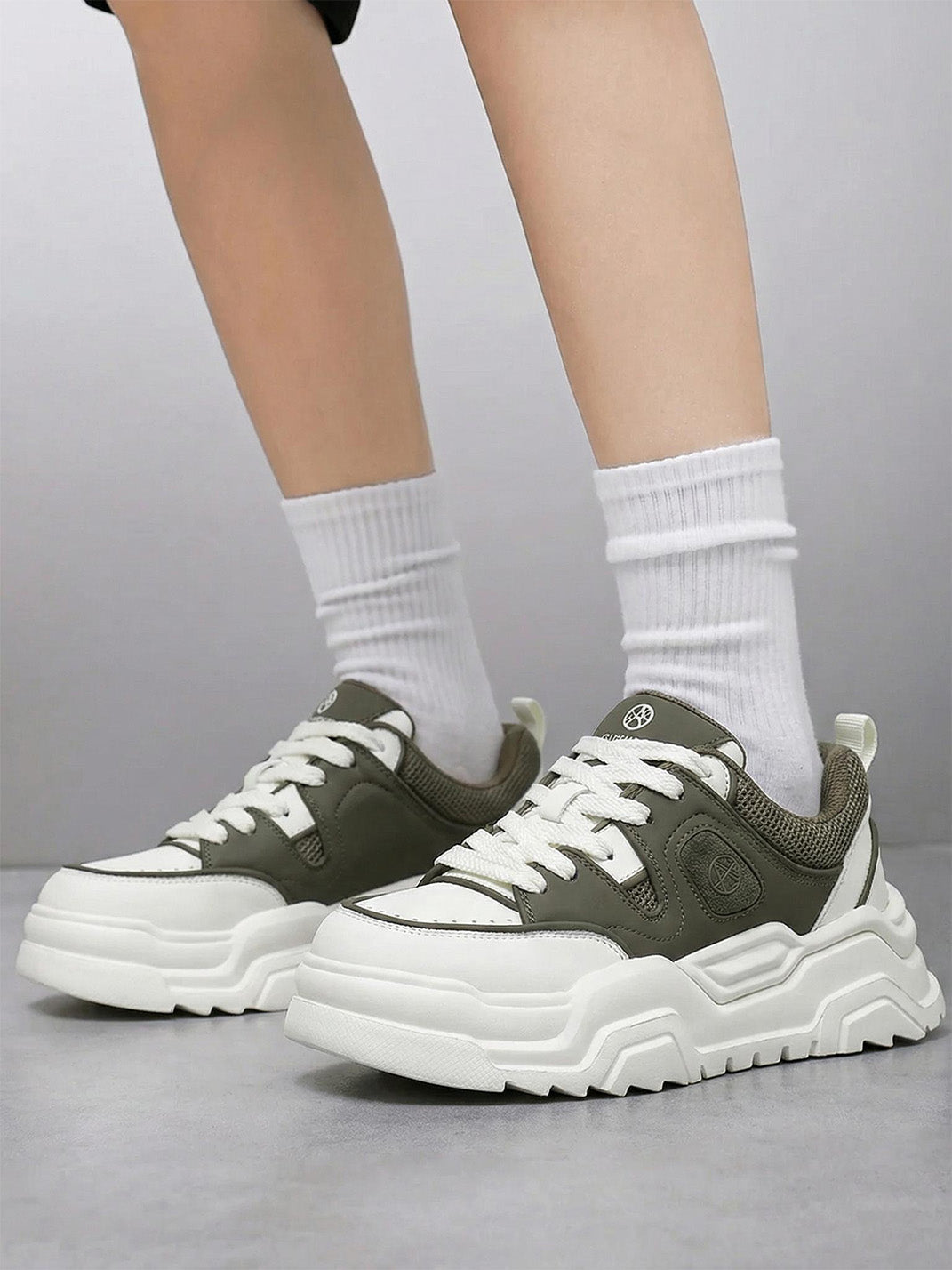 Black White Cutout Platform Sneakers - View 20