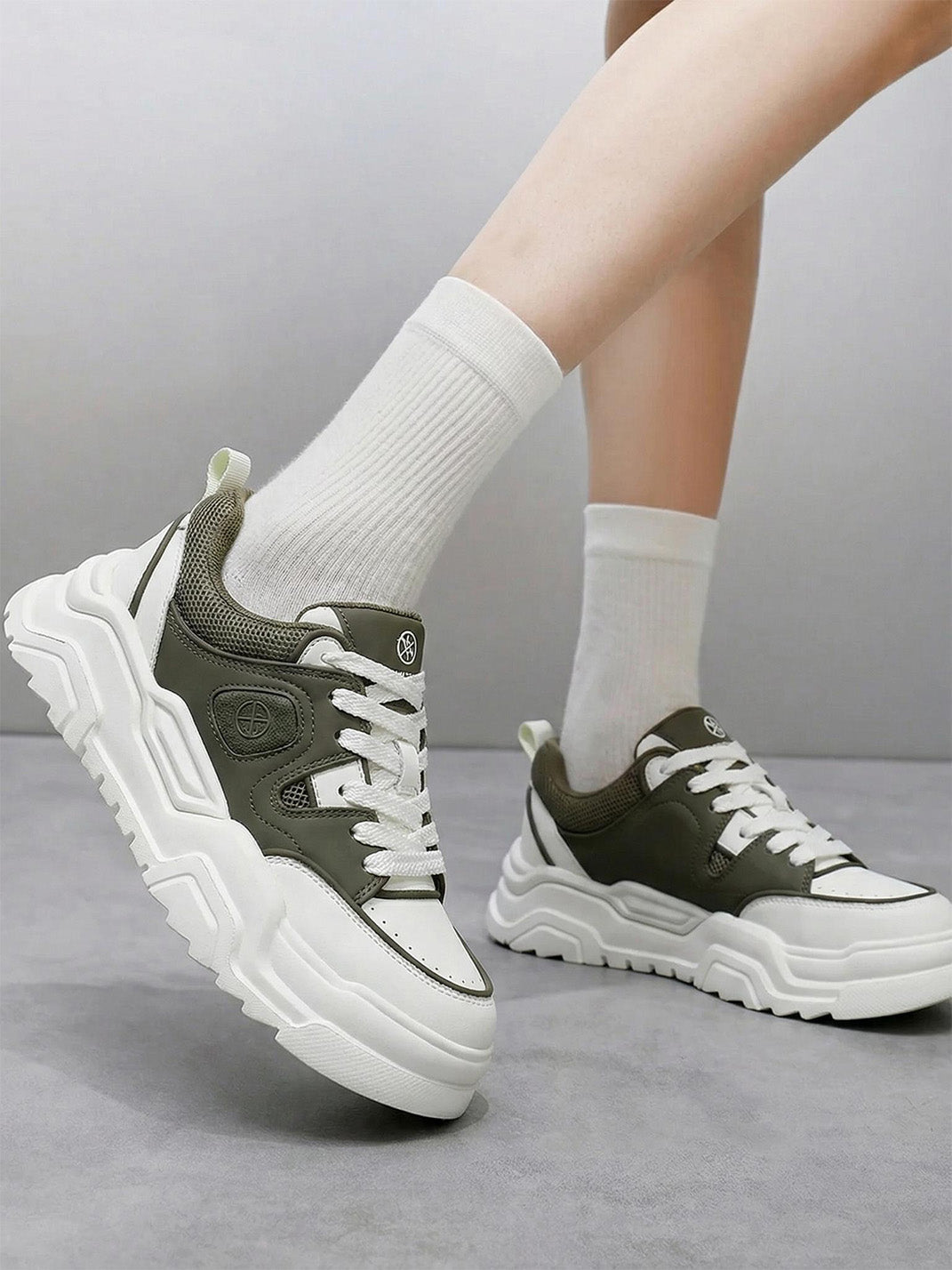 Black White Cutout Platform Sneakers - View 21