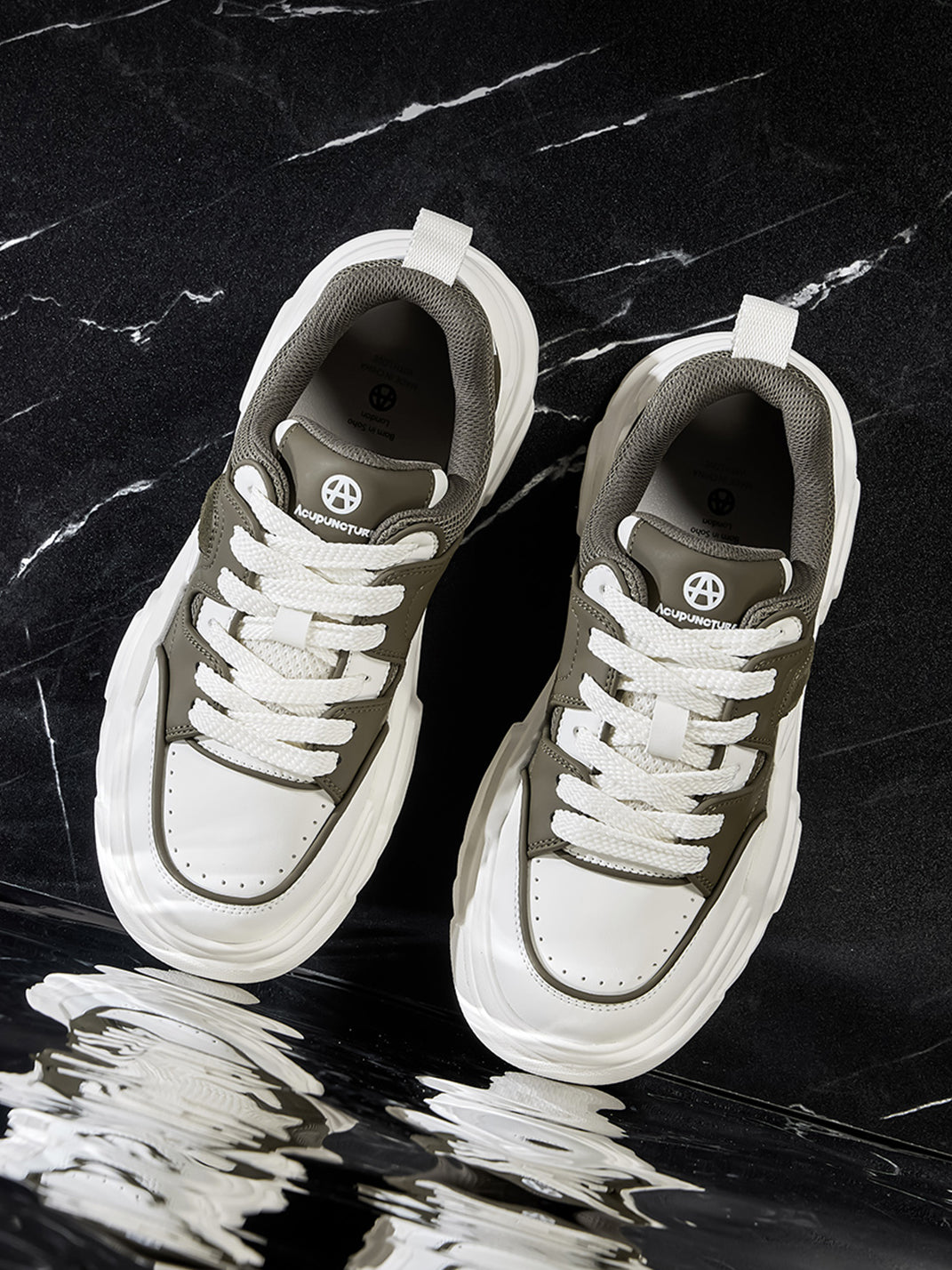 Black White Cutout Platform Sneakers - View 24
