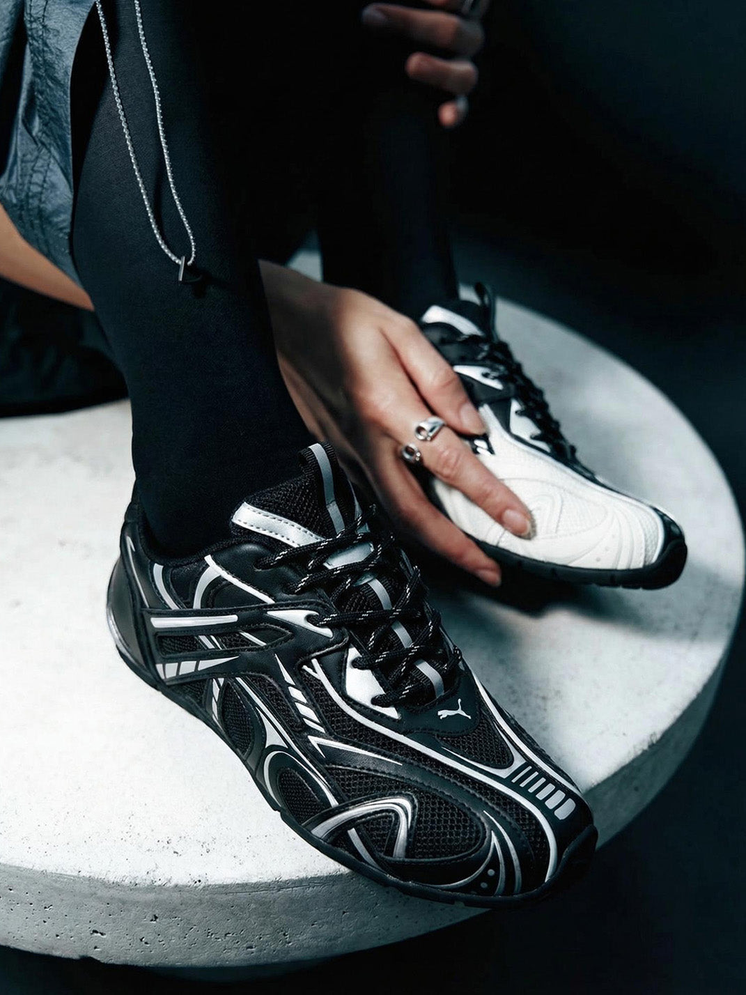 Black Yin-Yang Tech Runner Sneakers - View 4