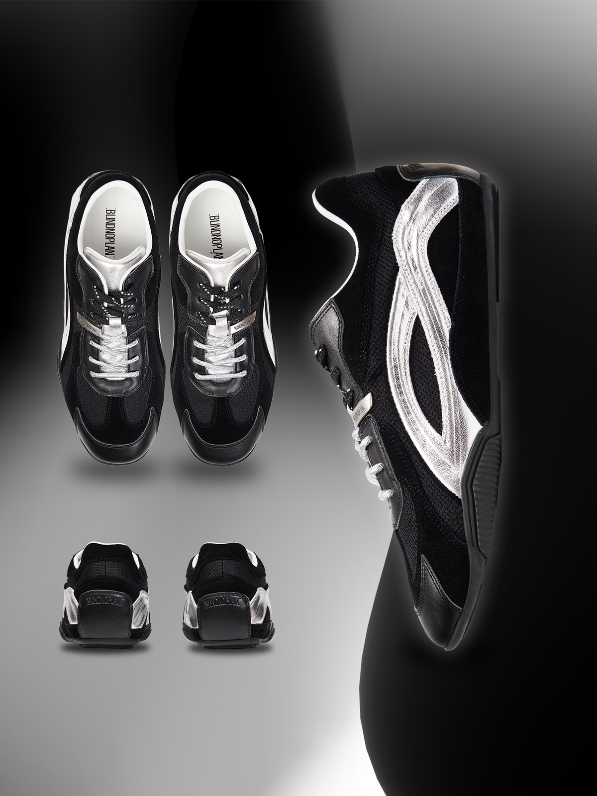 Contrast-Panel Low-Profile Racing Sneakers product view 2