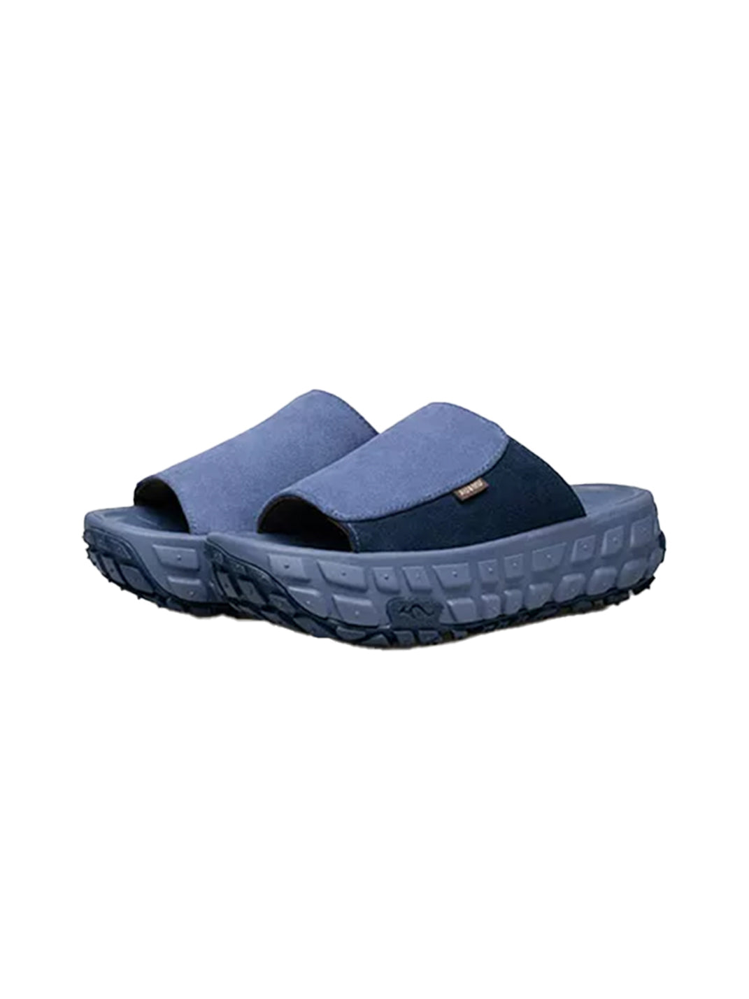 Blue Suede Tire-Sole Platform Mule Slides - View 3