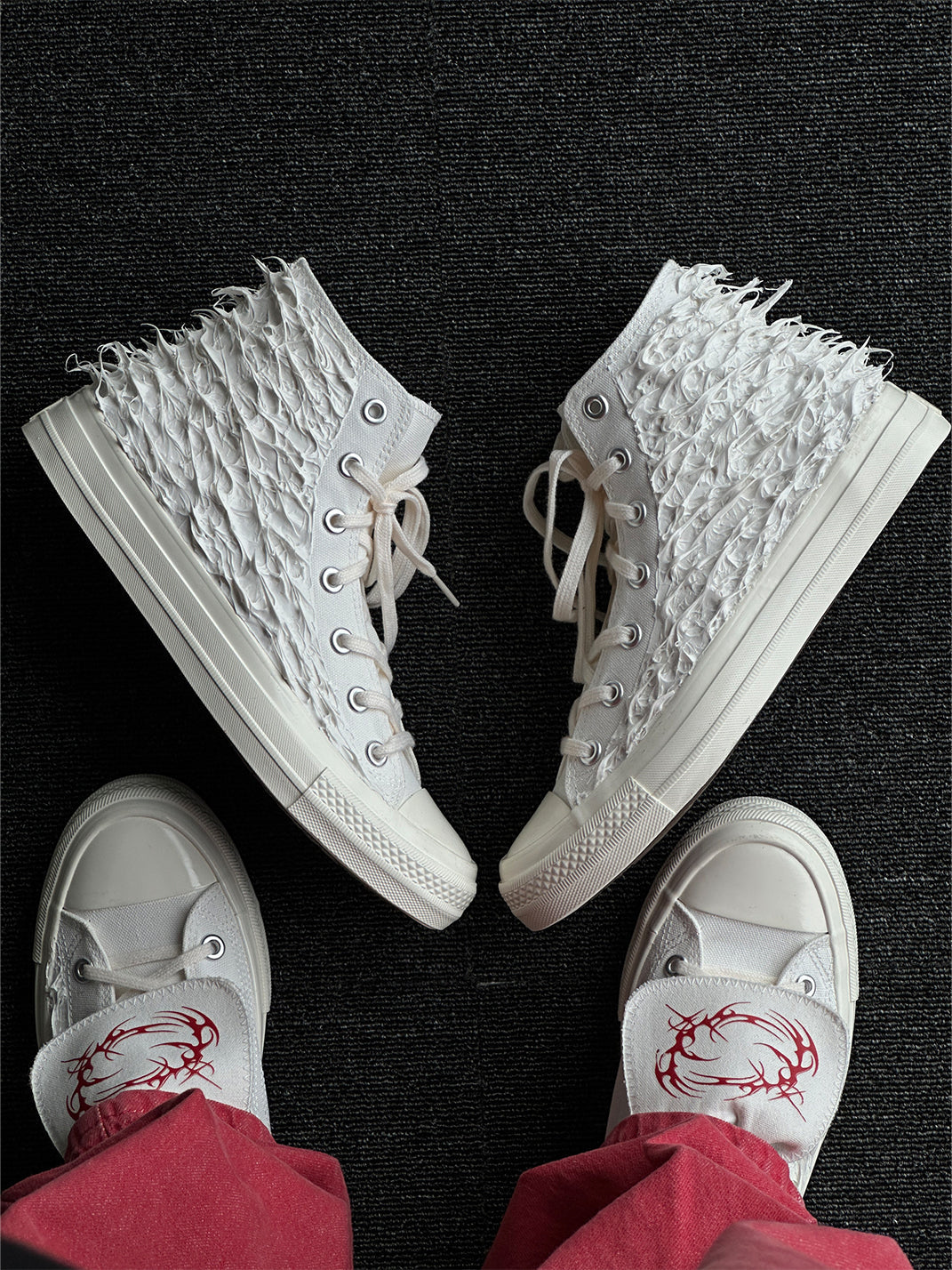 Silicone-Relief Platform High-Top Sneakers - View 6
