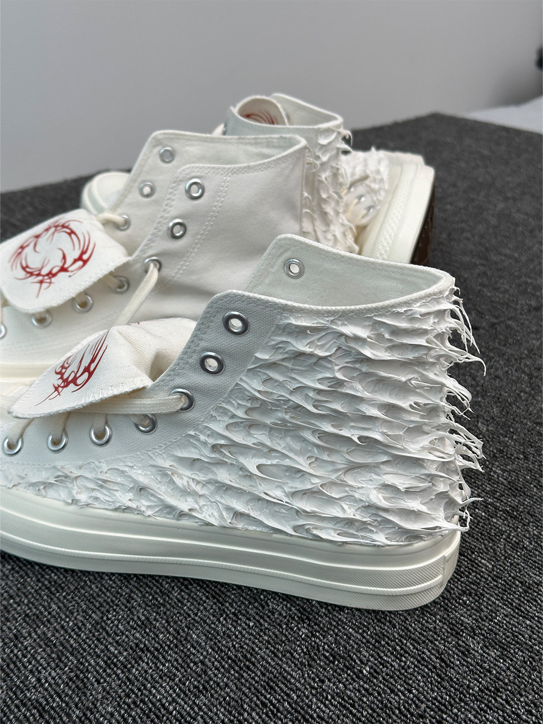 Silicone-Relief Platform High-Top Sneakers - View 7