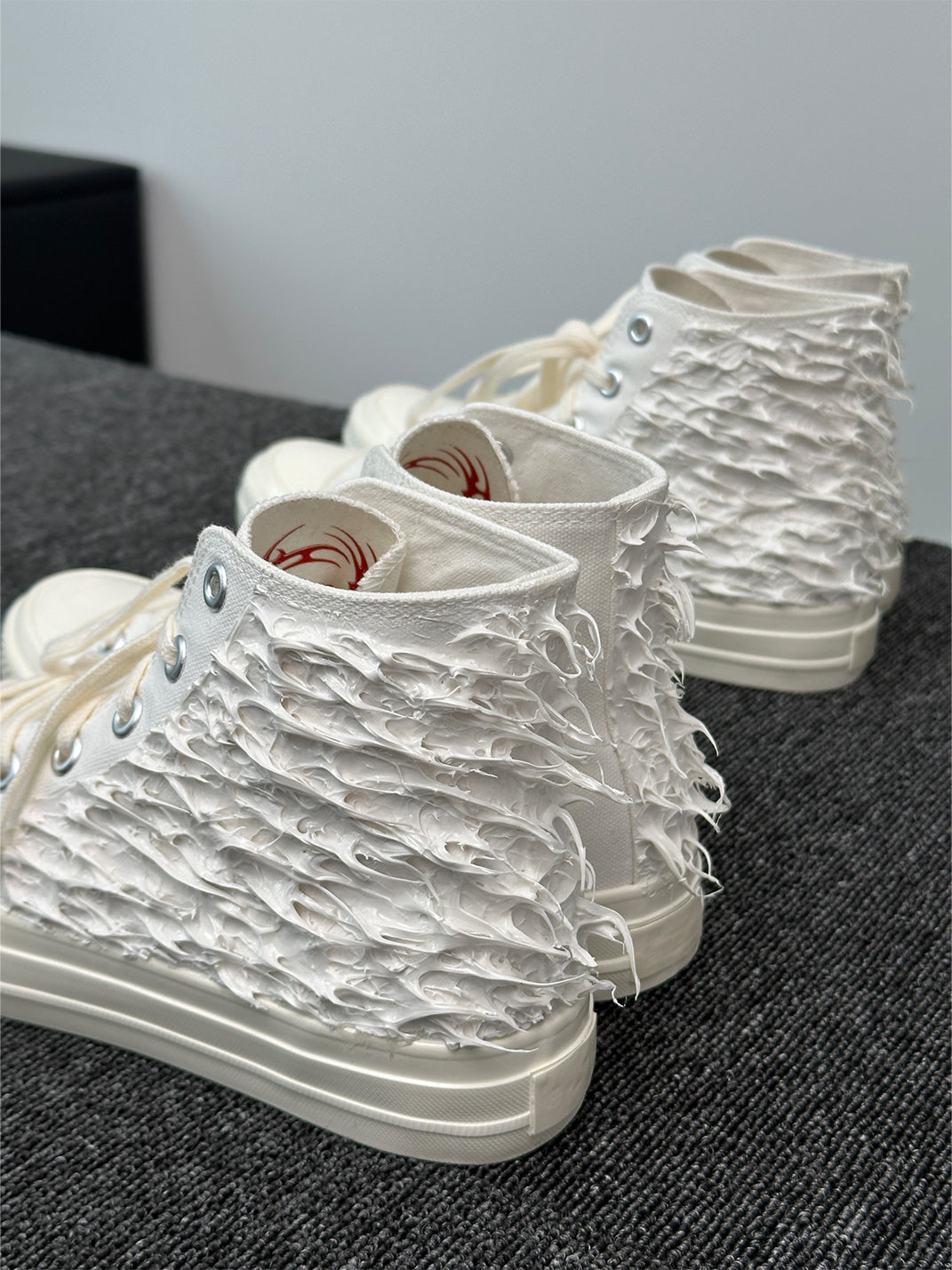 Silicone-Relief Platform High-Top Sneakers - View 9