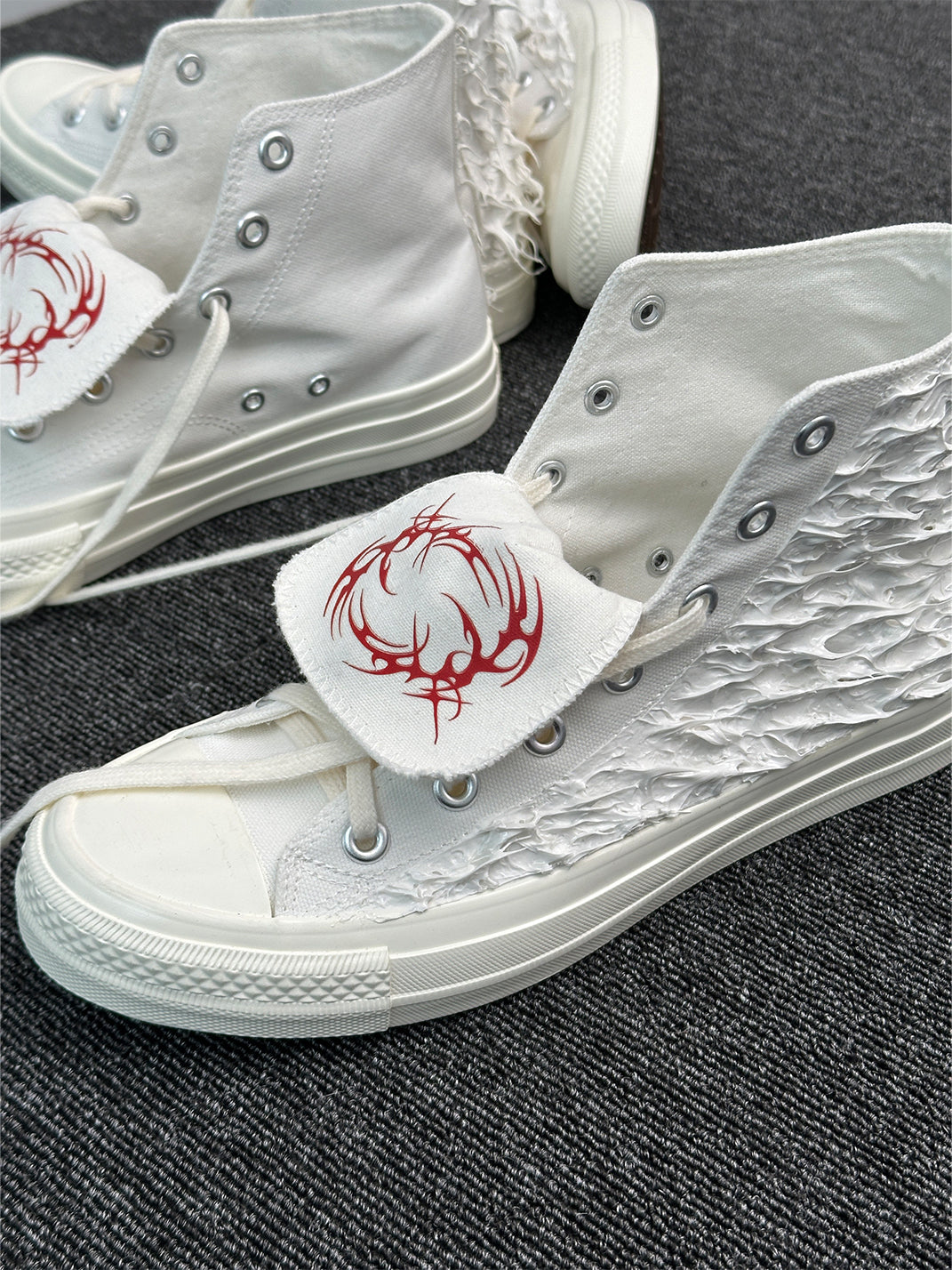 Silicone-Relief Platform High-Top Sneakers - View 10