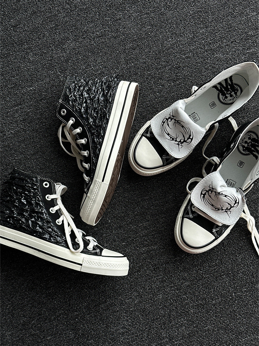 Silicone-Relief Platform High-Top Sneakers - View 11