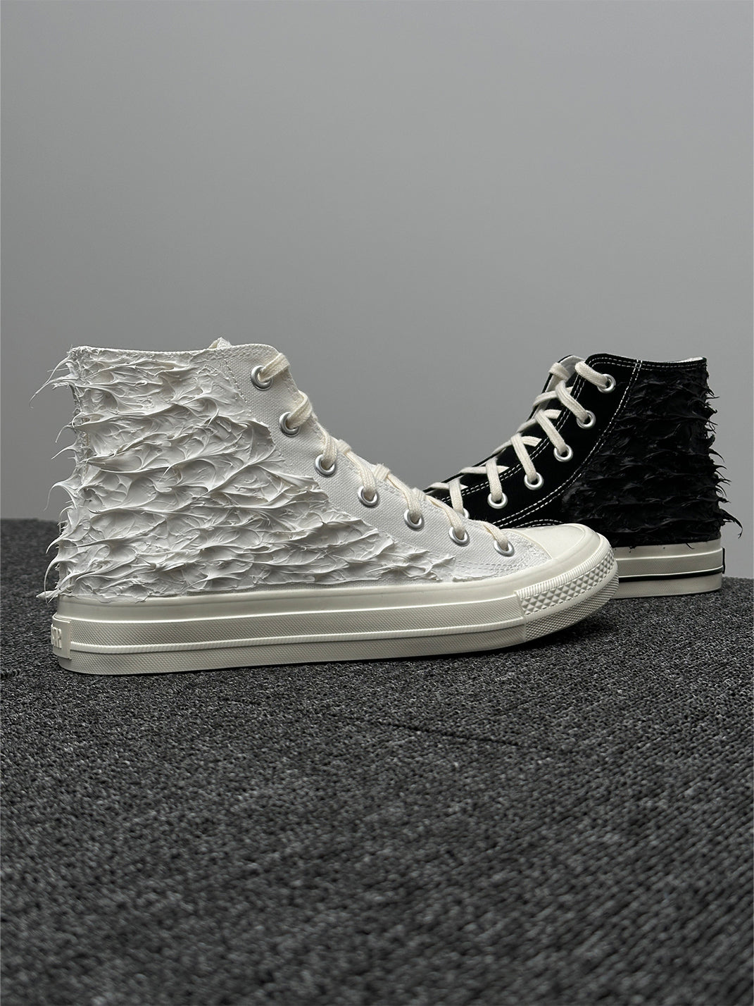 Silicone-Relief Platform High-Top Sneakers - View 12