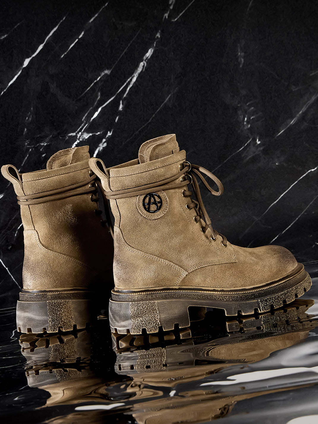 Brown Distressed Platform Combat Boots - View 5