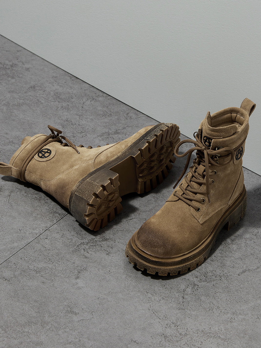 Brown Distressed Platform Combat Boots - View 7