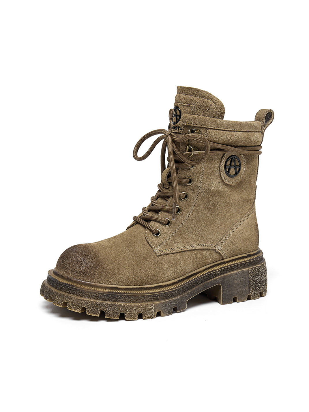 Brown Distressed Platform Combat Boots - View 11