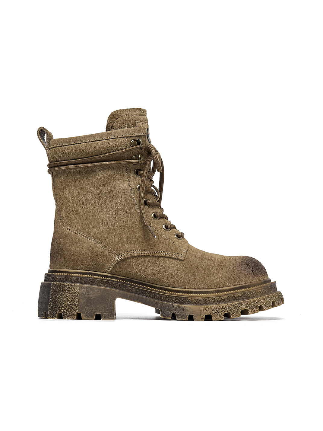 Brown Distressed Platform Combat Boots - View 12
