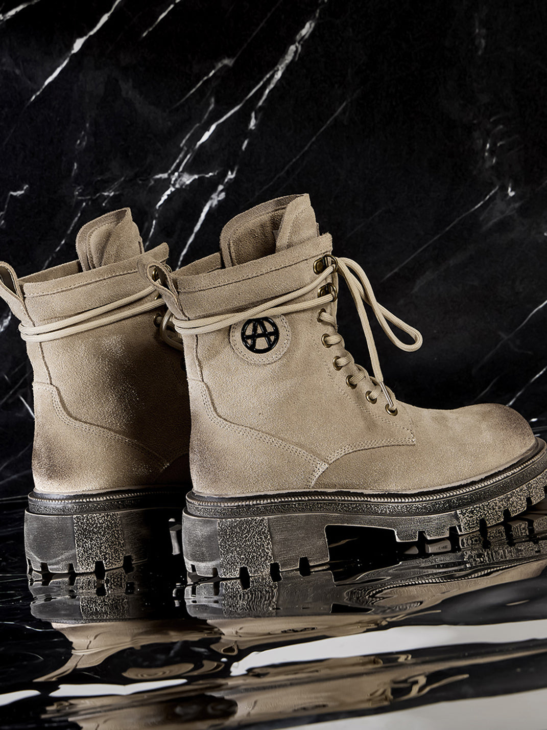 Brown Distressed Platform Combat Boots - View 21