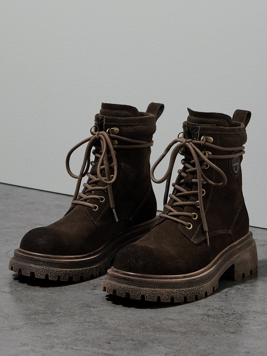 Brown Distressed Platform Combat Boots - View 36