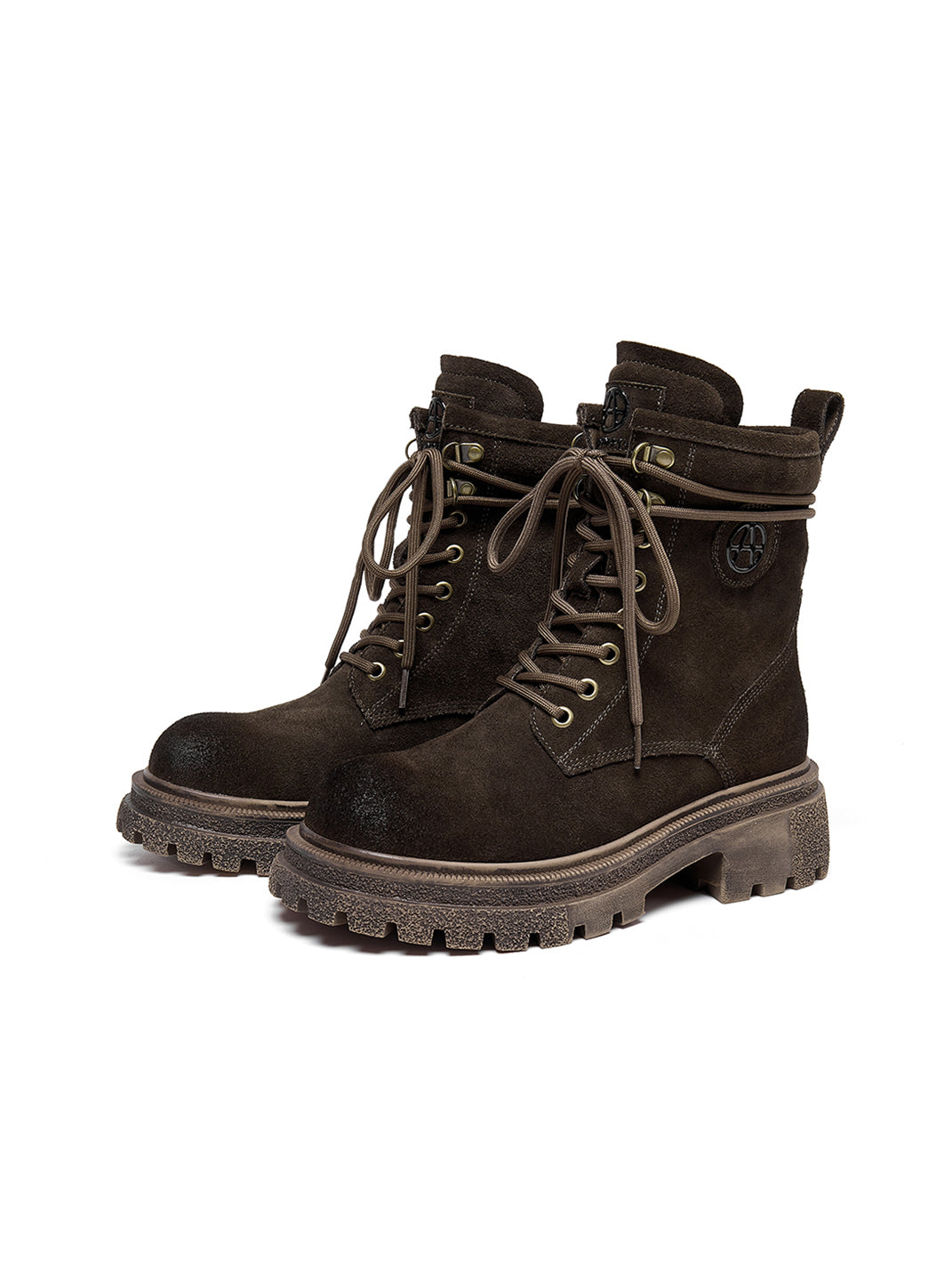 Brown Distressed Platform Combat Boots - View 40