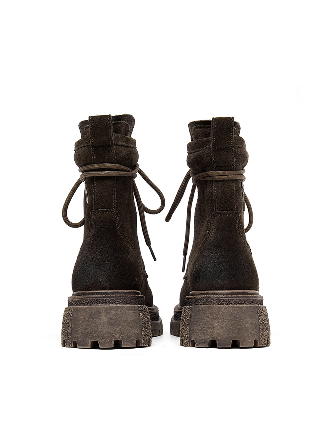 Brown Distressed Platform Combat Boots - View 42