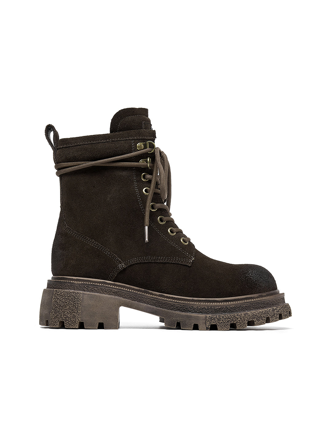 Brown Distressed Platform Combat Boots - View 45