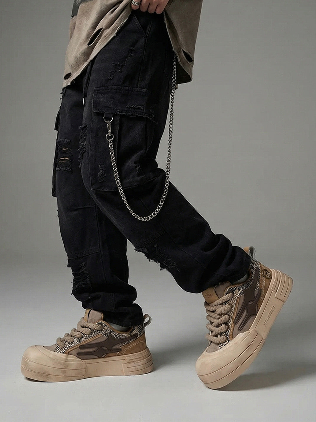 Brown Smile Panel Platform Sneakers - View 2